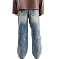 Jeans de Mezclilla Azul Rectos y Relajados para Hombre, Lavados, Transpirables, de Algodón Suave, con Estampado 3D, para Verano, Otoño e Invierno, OEM, ODM, Ropa Casual al por Mayor