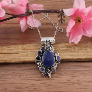 Collier Pendentif Artisanal en Argent S925 Plaqué Platine avec Zircon, Style Vintage, Bijou Naturel de Luxe Unisexe, Sertissage Bezel - Product Image 6