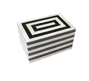 Handcrafted Bone Inlay Decorative <b>Storage</b> Box Set Geometric Striped Mosaic Pattern Jewelry Organizer Keepsake Boxes for Home Use - Product Image 2