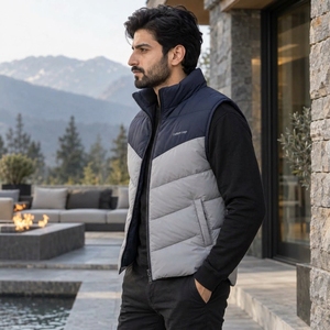 Chaleco de plumón personalizado para hombre con relleno de plumón aislante, forro cómodo, capa exterior resistente, diseño sin mangas y corte elegante. - Product Image 3