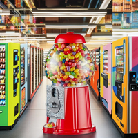Distributeur de bonbons à bulles Kwang Hsieh 12 pouces en alliage d'aluminium rouge avec globe en verre et capacité de 2 lb pour usage domestique/vente en gros en vrac OE
