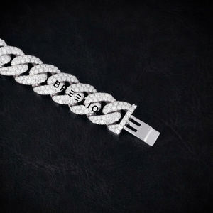 Bracelet cubain à deux rangs de 13 mm en argent sterling 925 avec diamants VVS cultivés en laboratoire, style Miami – Grande Vente - Product Image 3