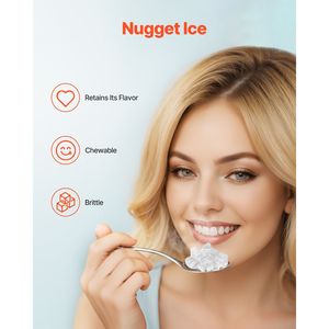 Macchina per Ghiaccio a Pepite in Acciaio Inossidabile, Capacità 37 libbre/24H, Autopulente, con Cesto per Ghiaccio Masticabile, Elettrodomestico da Cucina - Product Image 5