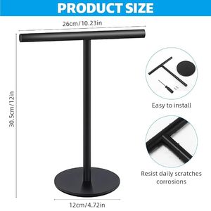 Toallero de Metal Negro Independiente, Diseño Minimalista, 1 Barra, Soporte Móvil para Toallas de Baño - Product Image 3