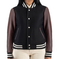 Chaqueta Varsity Personalizada a la Moda para Mujer con Cuello Alto, Forro de Lana y Relleno de Algodón - Chaqueta de Béisbol Ecológica para Escuela Secundaria