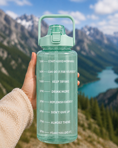 Botella de Agua de 2000 ml sin BPA con Marcadores de Tiempo, Recordatorio de Hidratación a Prueba de Fugas para Uso Diario - Product Image 1