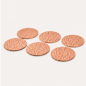 Pure Copper Hammered Coaster <b>Set</b> <b>Set</b> of <b>6</b> Round Metal Drink Coasters For Moscow Mule <b>Mugs</b> Heat Resistant & Anti-Slip Tabletop - Product Image 5