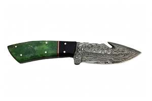 Cuchillo de Cocina Artesanal de Acero Damasco con Diseño de Gota de Lluvia, Mango de Resina Verde y Negra, Cuchillo para Rebanar - Product Image 4