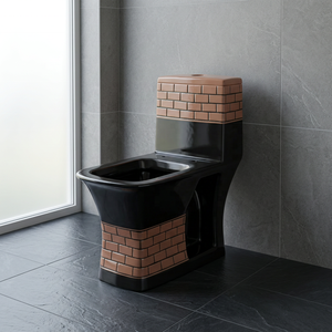 Luxury Blue Natural Printed One Piece WC Siphonic Ceramic Dual-Flush Floor Mounted Toilet for Artistic Bathroom and Outdoor Use - Product Image 5