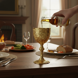 Copa de Vino de Latón Macizo de Buena Calidad |   Cáliz Gótico Medieval Hecho a Mano, Diseño Koi, Vajilla Decorativa, Colección de Regalos - Product Image 1