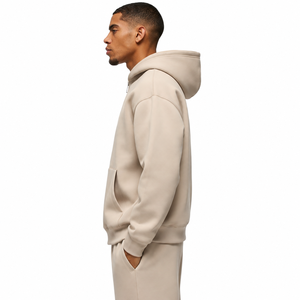 Sudadera con Capucha Beige para Hombre, Corte Regular, Felpa de Algodón, Color Sólido Informal, Diseño con Bolsillos, Ropa de Otoño - Product Image 2