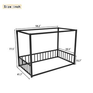 Moderno Letto a Basso Profilo per Letti Singoli e Matrimoniali con Parasole e Sponda di Sicurezza Stile Recinzione per Bambini - Product Image 4