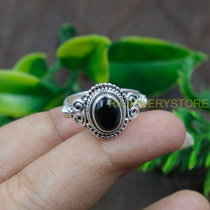 Natural Black Onyx 925 Sterling <b>Silver</b> Handmade <b>Ring</b> Vintage Boho <b>Statement</b> <b>Ring</b> Gemstone <b>Ring</b> for Women Wholesale Jewelry Her - Product Image 4