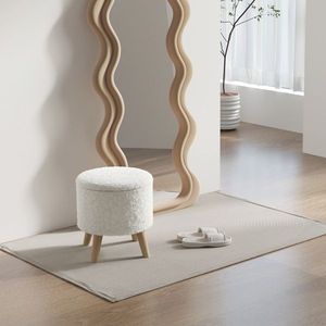 Sgabello Ottomano Rotondo Contemporaneo Fatto a Mano con Vano Contenitore per Casa e Hotel - Product Image 4