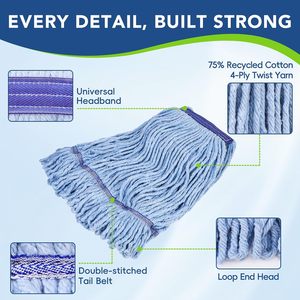 Commercial Durable Cotton Yarn Dust <b>Mop</b> Reusable Flat Floor <b>Cleaning</b> <b>Mop</b> with Long Plastic Handle Self-Wringing Wholesale - Product Image 5