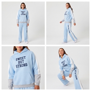 <b>Women</b>’s Oversized Baggy Tracksuit Premium Cotton <b>Fleece</b> Pullover Sweat Hood Relaxed Fit <b>Jogger</b> Pants Fashion Sportswear Set - Product Image 5