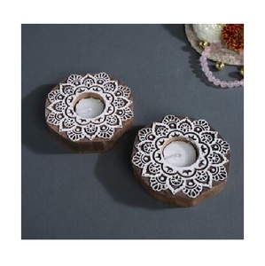 Bohemian Wooden Mandala <b>Tealight</b> <b>Holder</b> Artistic Candle Stand for Tabletop Decoration Meditation and Spiritual Spaces - Product Image 2
