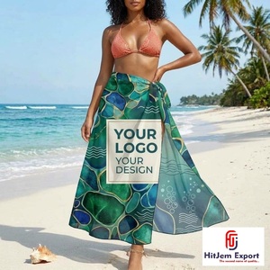 Custom Printed Eco-Friendly Anti-UV Breathable Sarong Tropical <b>Hawaiian</b> Beach Wrap Pareo Lightweight Swim Cover Resort Wear OEM - Product Image 2