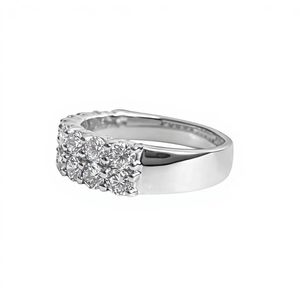 Anillo de Diamantes de Dos Filas de Plata de Ley 925 y Oro de 14K, Anillo de Eternidad con Diamante Cultivado en Laboratorio de 1.50ct, Anillo de Boda o Aniversario para Mujer - Product Image 6