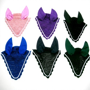 Bonnet d'oreille de cheval en crochet bleu de luxe, respirant, en filet, doux, en spandex, léger, silencieux, masque d'équitation extérieur - Product Image 5