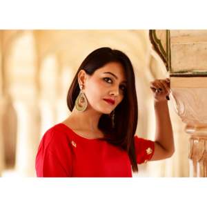 Robe Kurta et pantalon en rayonne rouge, taille XS - Product Image 1