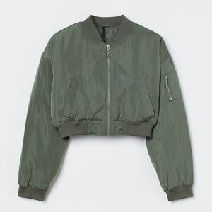 Veste bomber pour femme en toile tricotée avec logo personnalisé, teinte unie, imperméable, coupe-vent, respirante, de haute qualité, best-seller - Product Image 4