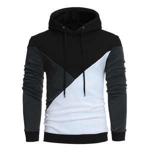 Sweat-shirt à capuche pour homme, coupe slim, décontracté, en polyester et coton tricoté, avec blocs de couleur, pour l'automne - Product Image 2