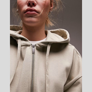 OEM 100% algodón cremallera de alta calidad ropa de calle personalizada hecha de las mujeres lisas sudaderas con capucha y sudaderas con capucha unisex - Product Image 3