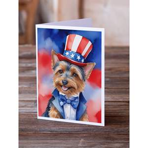 Terrier australien patriotique américain fantaisiste A7 cartes de voeux Pack 8 cartes de note vierges avec enveloppes taille 5x7 - Product Image 2