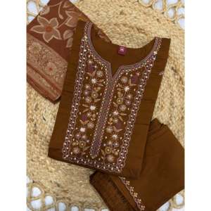 Designer Embroidered Women's <b>Kurti</b> Pant Dupatta Set - Product Image 1