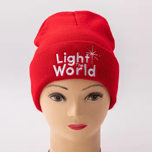 Bonnet unisexe avec broderie, taille adulte 56-58 cm, casquette d'hiver décontractée en rouge, vert, noir, orange - Product Image 3