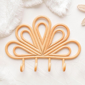 Gancho de pared de ratán con diseño floral hecho a mano, ganchos multiusos para ropa, organizador de pared para habitación infantil - Product Image 6