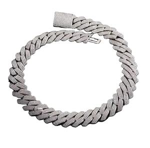 Pulsera de Cadena de Plata 925 para Hombre con Diamantes, Corte Brillante Redondo, Microincrustaciones, Eslabones Geométricos, Estilo Hiphop, Uso Diario - Product Image 1