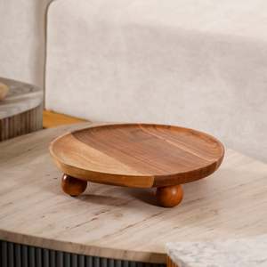 Modern Wooden Serving Tray With Ball Feet Reusable Fruit <b>Platter</b> For Table Decor - Product Image 2