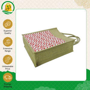 Hot Sale on Top Quality Eco Friendly and Pocket Friendly Jute Shopping Bag with External Pocket with Red Motif Silk Screen Print - Product Image 5