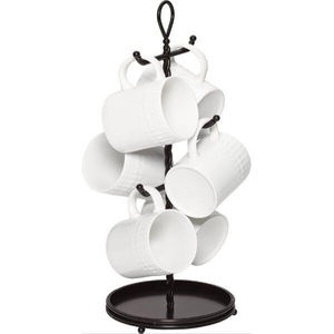 Support à tasses en métal de qualité supérieure, finition cuivre rose doré, 6 crochets, pour comptoir de cuisine, organisateur gain de place - Product Image 6