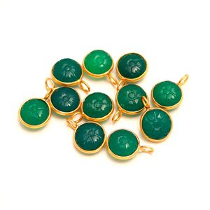 Colgante de flor de ónix verde natural, amuleto de piedra preciosa tallada a mano, joyería de plata de ley 925, colgante de ónix verde para joyería - Product Image 2