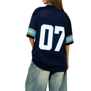 Maillot de football américain unisexe style streetwear bleu et noir, coupe oversize, respirant, en polyester, pour entraînement d'équipe, personnalisable USA - Product Image 2