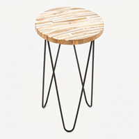 Table d'appoint décorative artisanale sur mesure OEM ODM avec plateau en résine à motif terrazzo et pieds en cheveux de cheval dorés DECORYUG