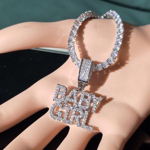 Collier avec pendentif personnalisé en lettres graffiti hip-hop, serti de pierres CZ, bijoux bling pour hommes - Product Image 4