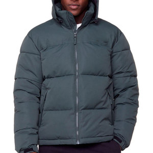Premium Quality Men's Winter Puffer <b>Jacket</b> With Hood Breathable Windproof Fabric Thick Polyester Casual Solid Color Zipper Coat - Product Image 1