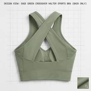 Women's Sage <b>Green</b> Cross Back Sports Bra Shorts <b>Set</b> Seamless Yoga <b>Gym</b> Workout Clothing Custom Private Label OEM - Product Image 4