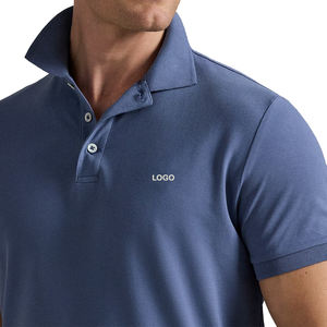 T-shirt Homme Tendance Coupe Slim en Maille Tricotée Extensible à Manches Courtes avec Broderie Logo Personnalisé Respirant Séchage Rapide - Product Image 5