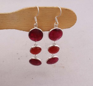 Natural <b>Red</b> Onyx Gemstone <b>Earrings</b> 925 Sterling Silver Handmade Jewelry Wholesale Manufacturer Vintage <b>Drop</b> Dangle <b>Earrings</b> - Product Image 4