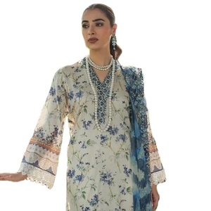 Tela de Algodón Puro para Traje Pakistaní Mal Duppata con Bordado, Colección de Trajes - Product Image 1