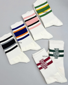 Custom <b>Grip</b> Pilates Crew <b>Socks</b> Jacquard Stripes Non-Slip Rubber Dots Breathable Quick Dry Eco-Friendly Women Casual Wear Autumn - Product Image 4