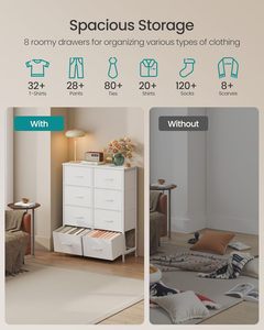 Commode blanche moderne à 8 tiroirs pour chambre à coucher - Product Image 5