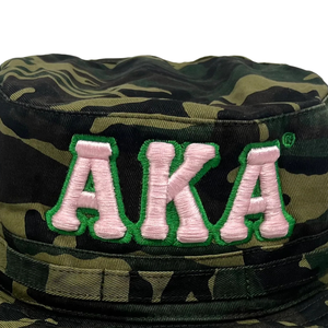 AKA <b>Camo</b> Boonie Hat Pink Embroidered Letter Camouflage Wide Brim Outdoor Adjustable Cotton Headwear Casual Fashion Hat - Product Image 5