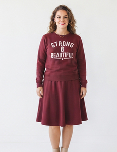 Women Knee Length <b>Skirt</b> Set A-Line <b>Elastic</b> <b>Waist</b> Printed Sweatshirt Casual 100% Cotton Fleece Winter Street Weat Sweatshirt - Product Image 6