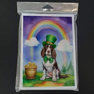 Pack de 8 cartes de vœux pour la Saint-Patrick Springer Spaniel anglais, design fantaisiste, taille A7, 5x7, cartes vierges avec enveloppes - Product Image 3